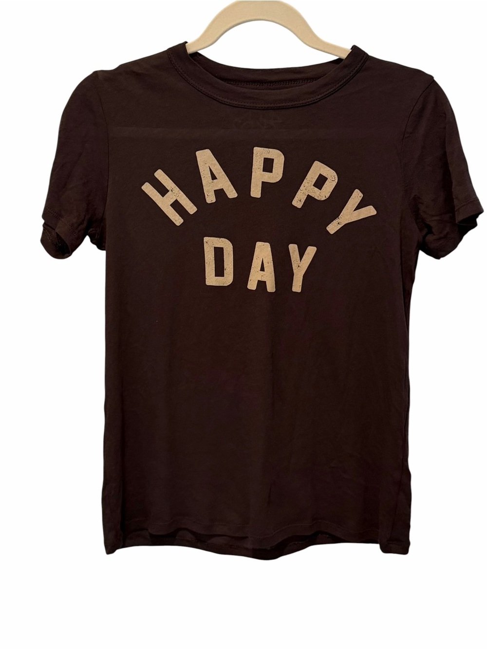Chaser Happy Day Graphic Tee Brown Short Sleeve T-Shirt Small